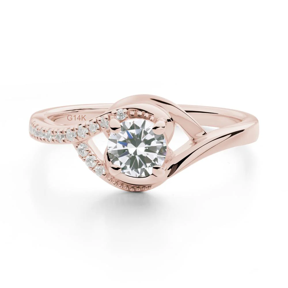 Round Cubic Zirconia Bypass Statement Ring - Image 9