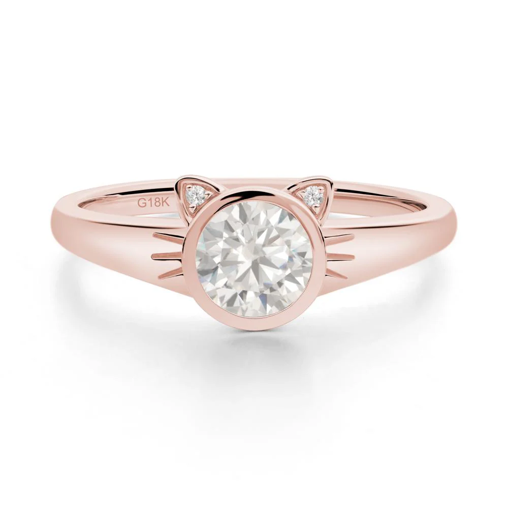 Round Cubic Zirconia Cat Ear Ring - Image 7