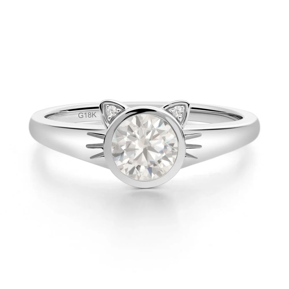 Round Cubic Zirconia Cat Ear Ring - Image 9
