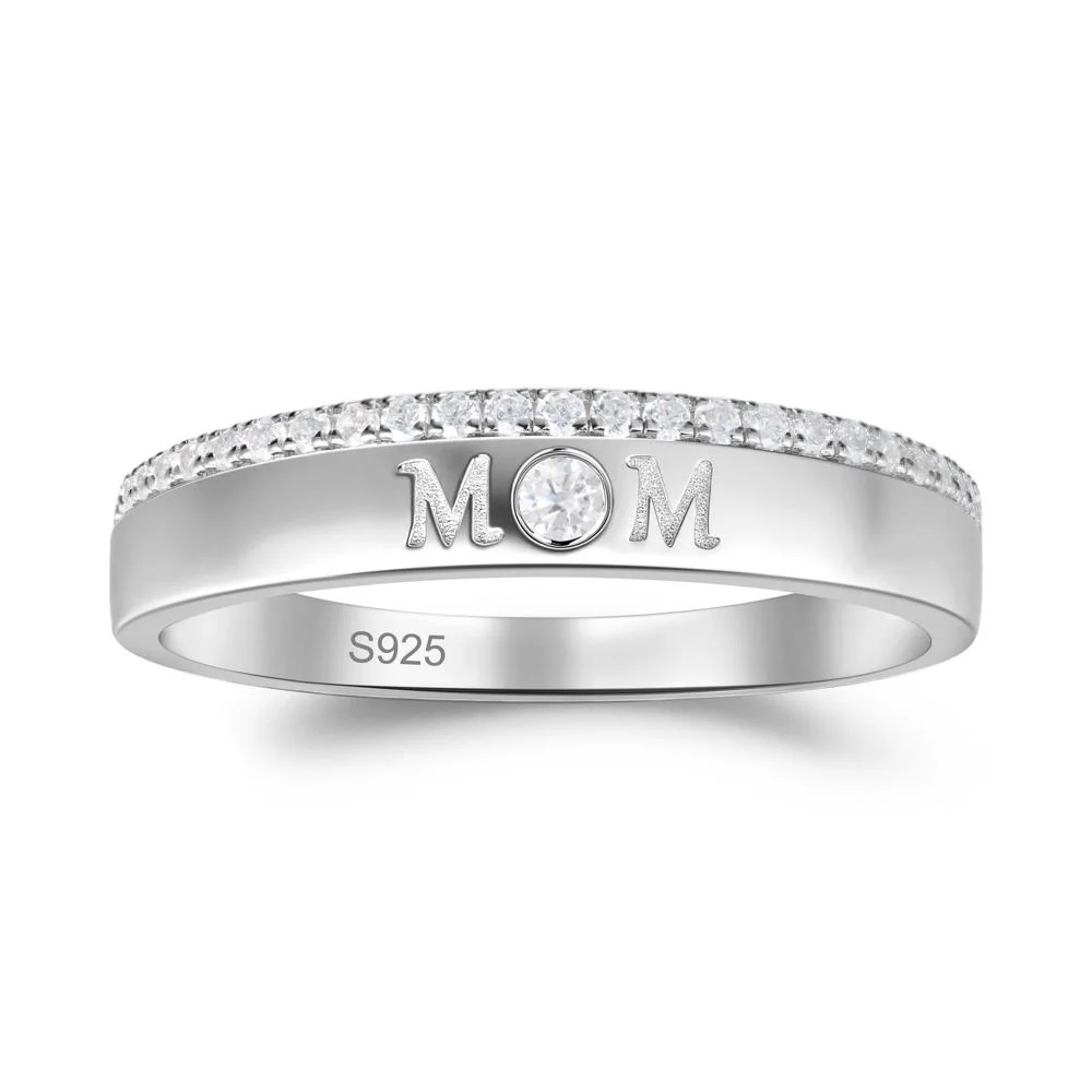 Round Cubic Zirconia Eternity Mom Ring - Image 3