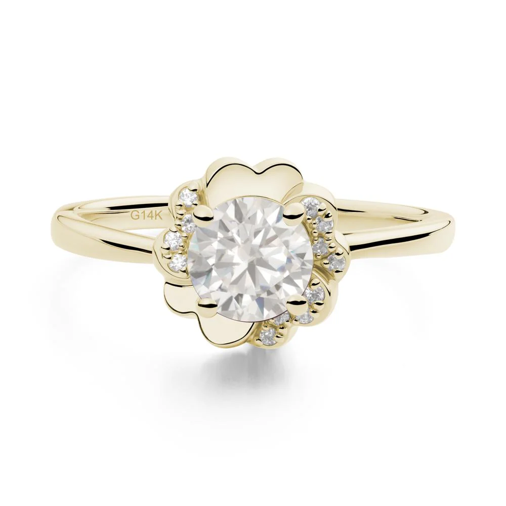 Round Cubic Zirconia Floral Engagement Ring