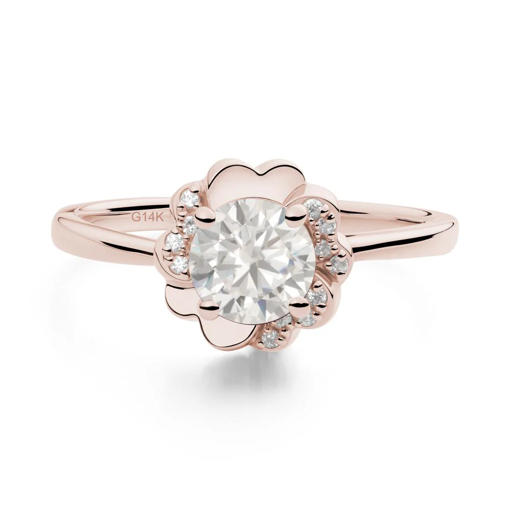Round Cubic Zirconia Floral Engagement Ring - Image 4