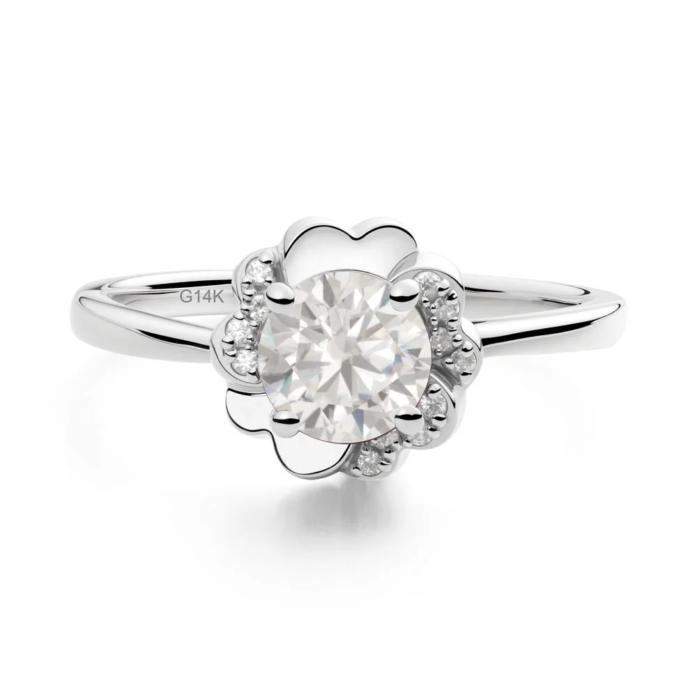 Round Cubic Zirconia Floral Engagement Ring - Image 7