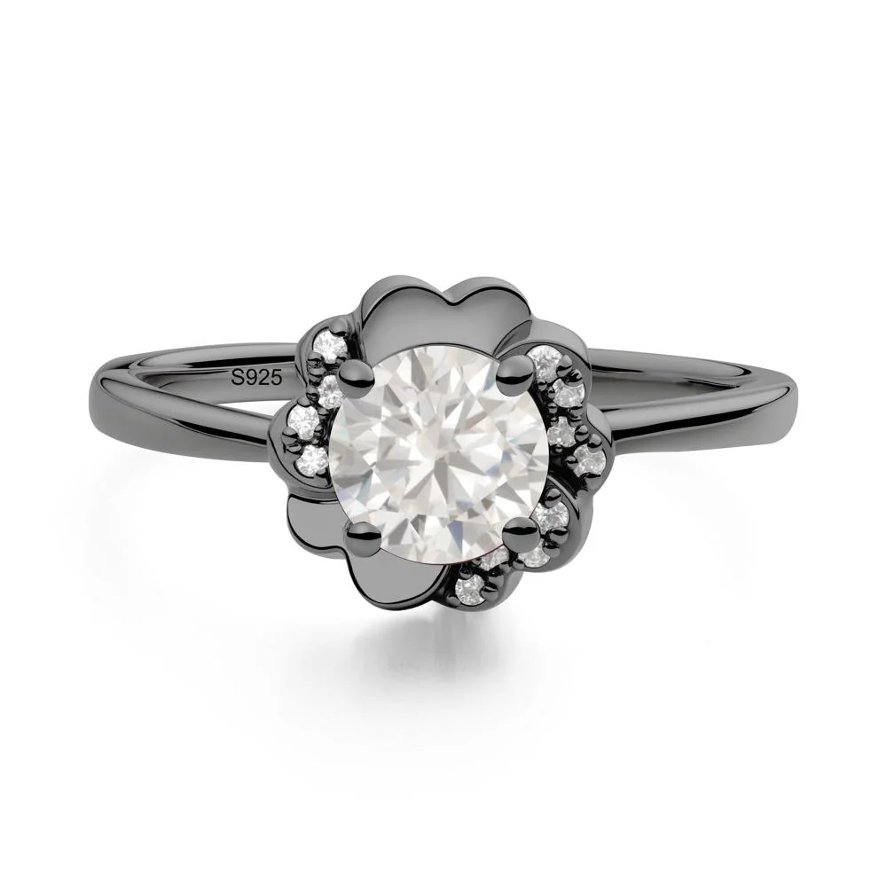 Round Cubic Zirconia Floral Engagement Ring - Image 9