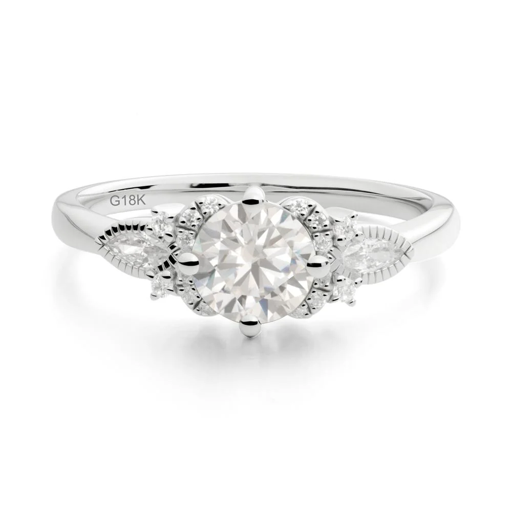 Round Cubic Zirconia Floral Statement Ring - Image 8