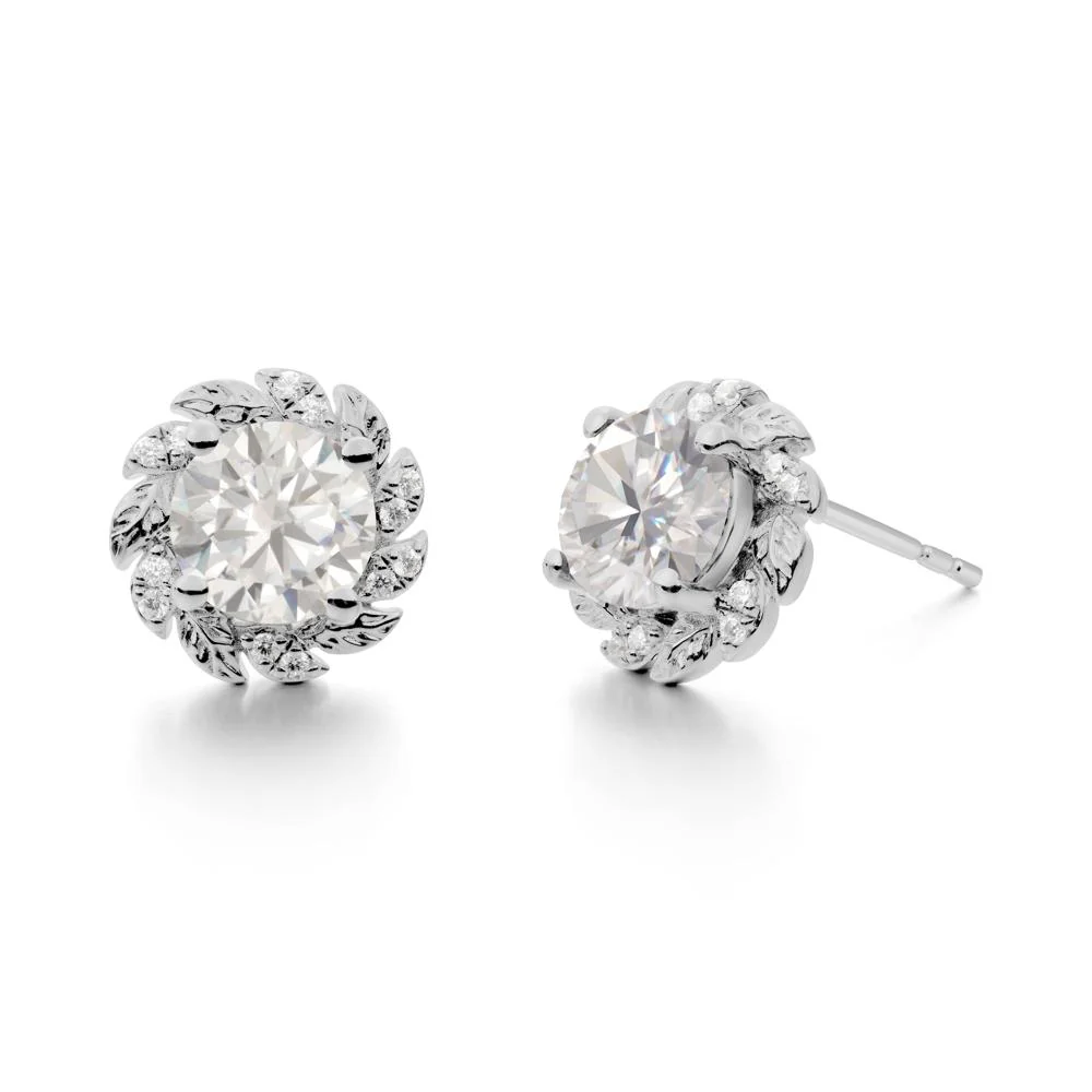 Round Cubic Zirconia Flower Earrings - Image 3