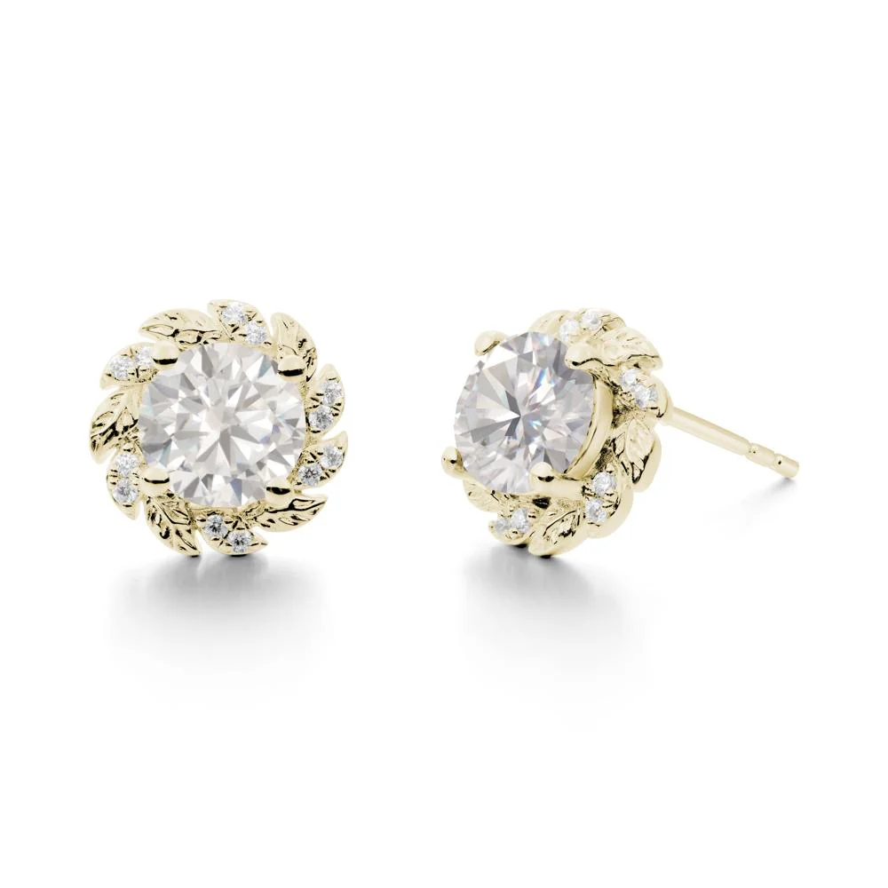 Round Cubic Zirconia Flower Earrings - Image 4