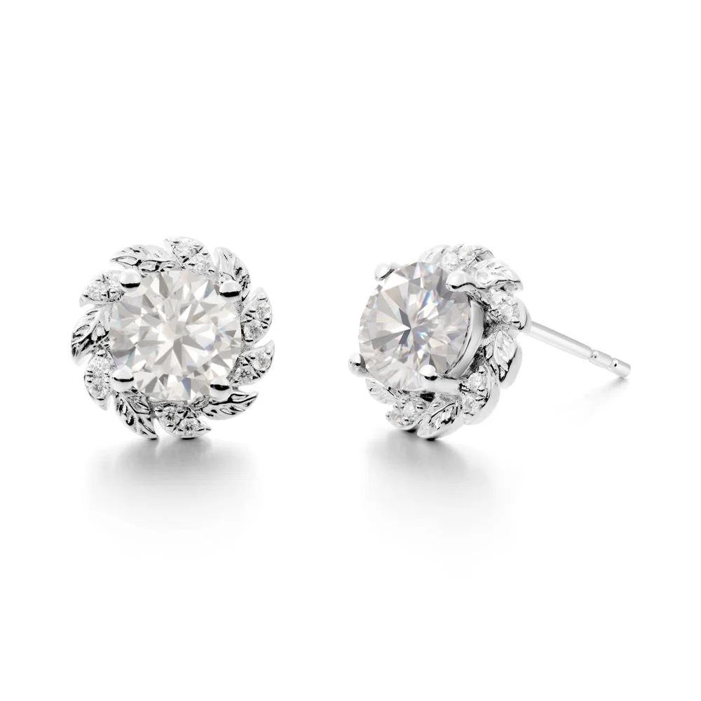 Round Cubic Zirconia Flower Earrings - Image 5