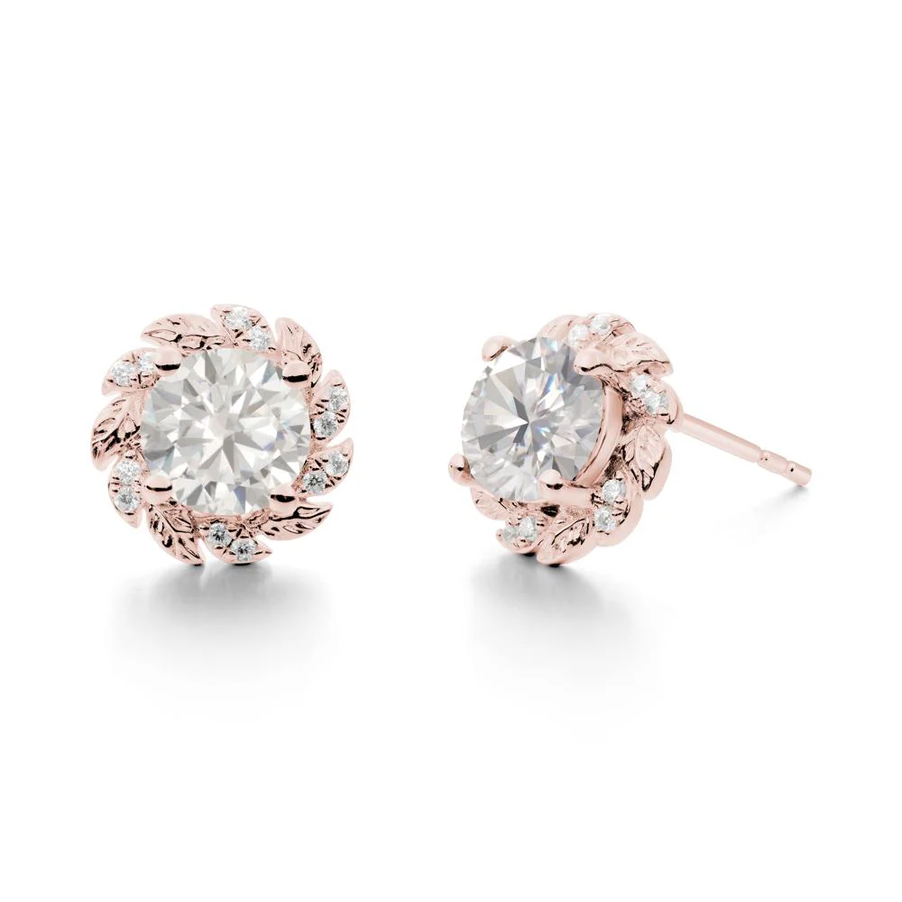 Round Cubic Zirconia Flower Earrings - Image 7