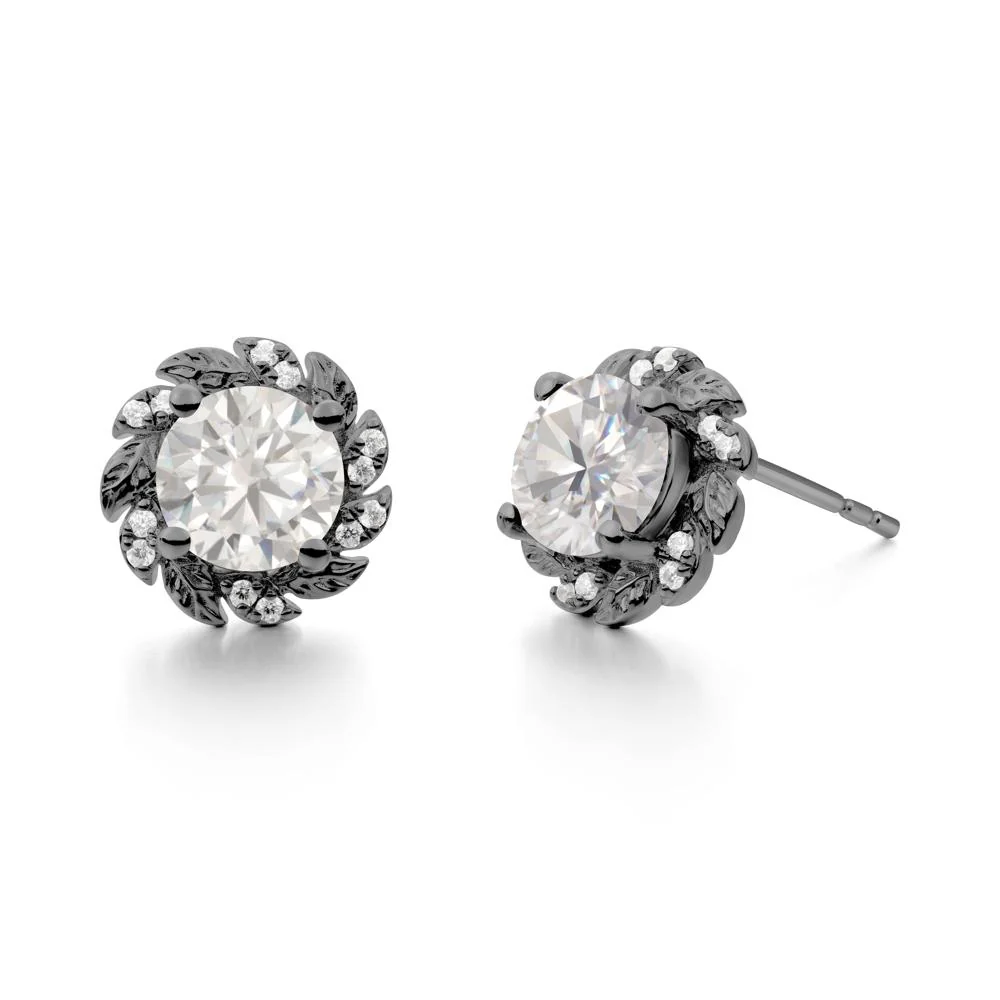 Round Cubic Zirconia Flower Earrings - Image 8