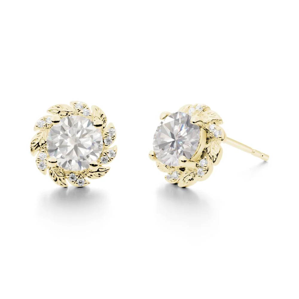 Round Cubic Zirconia Flower Earrings - Image 9