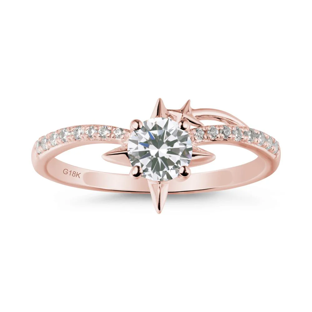 Round Cubic Zirconia Four Point Star Ring - Image 5