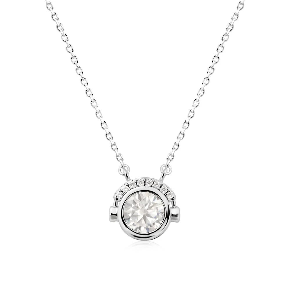 Round Cubic Zirconia Headphones Necklace - Image 9