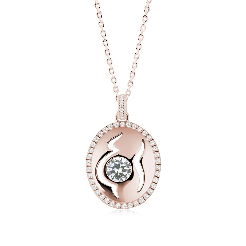 Round Cubic Zirconia Mom Necklace - Image 2