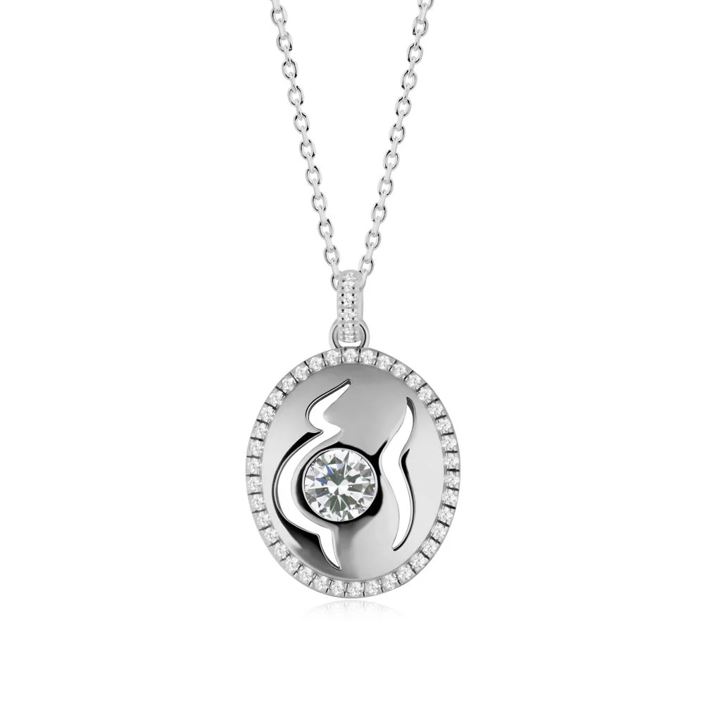 Round Cubic Zirconia Mom Necklace - Image 9