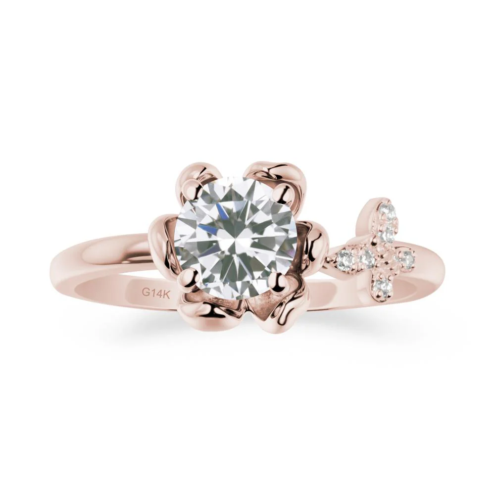 Round Cubic Zirconia Petal Promise Ring - Image 2