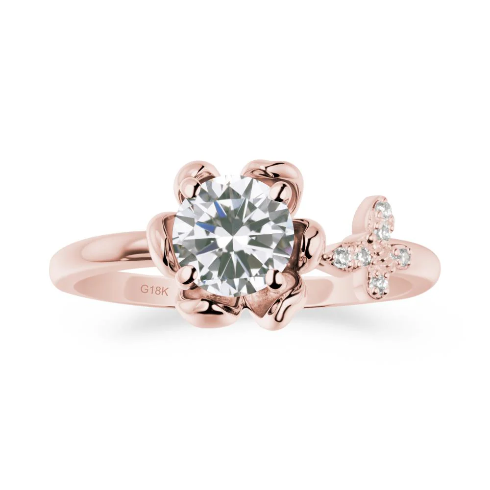 Round Cubic Zirconia Petal Promise Ring - Image 4