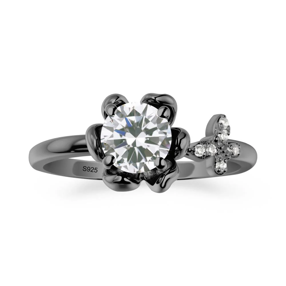 Round Cubic Zirconia Petal Promise Ring - Image 7