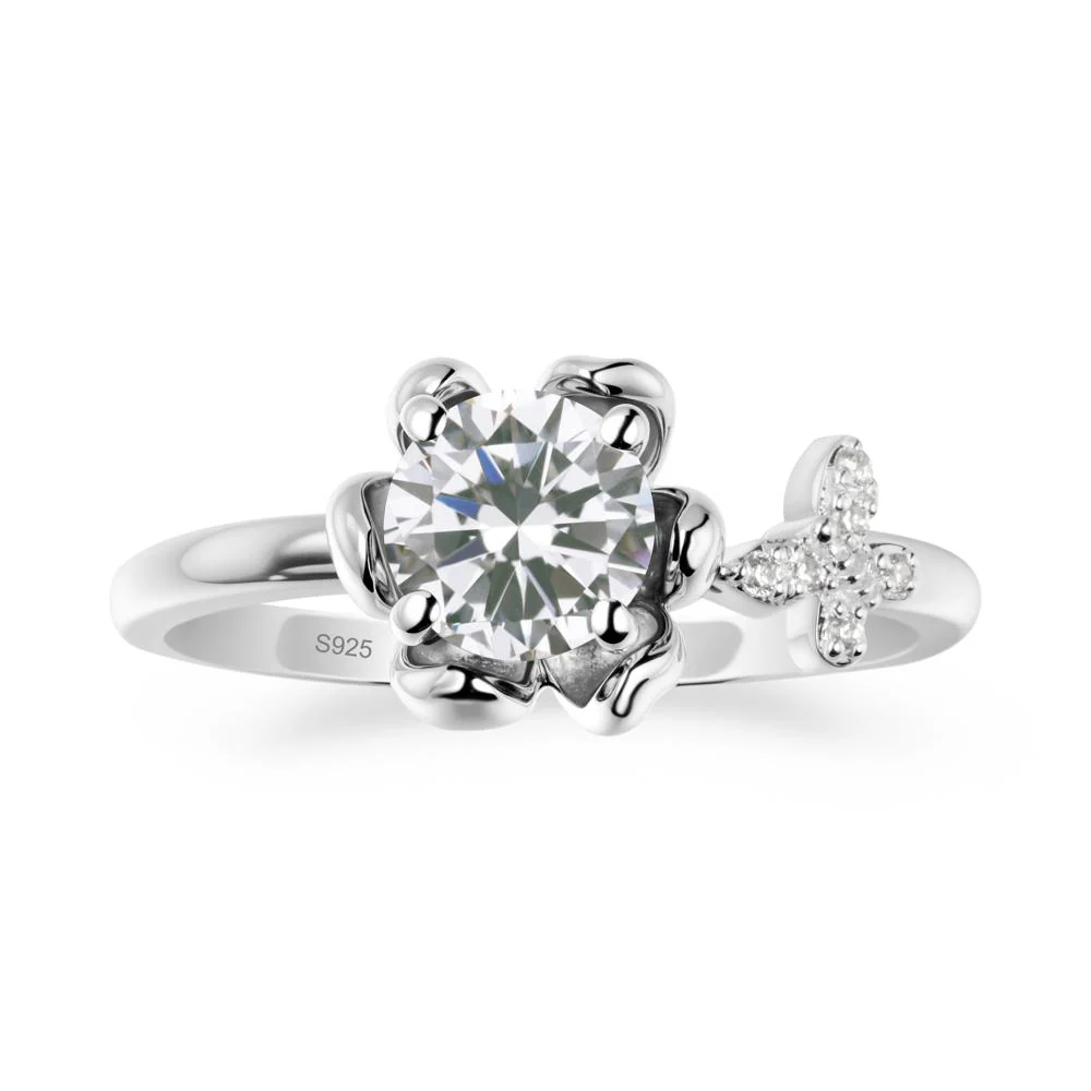 Round Cubic Zirconia Petal Promise Ring - Image 9
