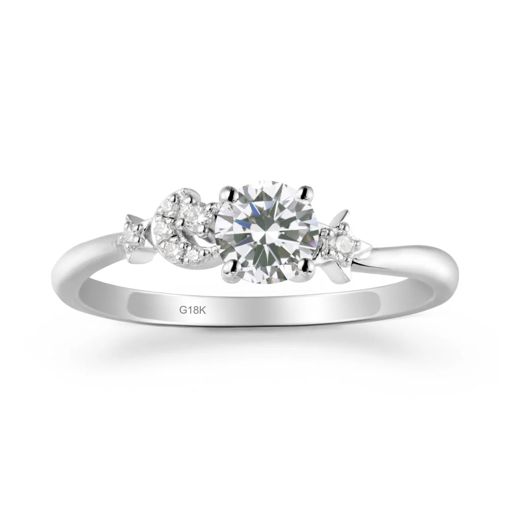 Round Cubic Zirconia Ring with Moon and Pentacle - Image 6