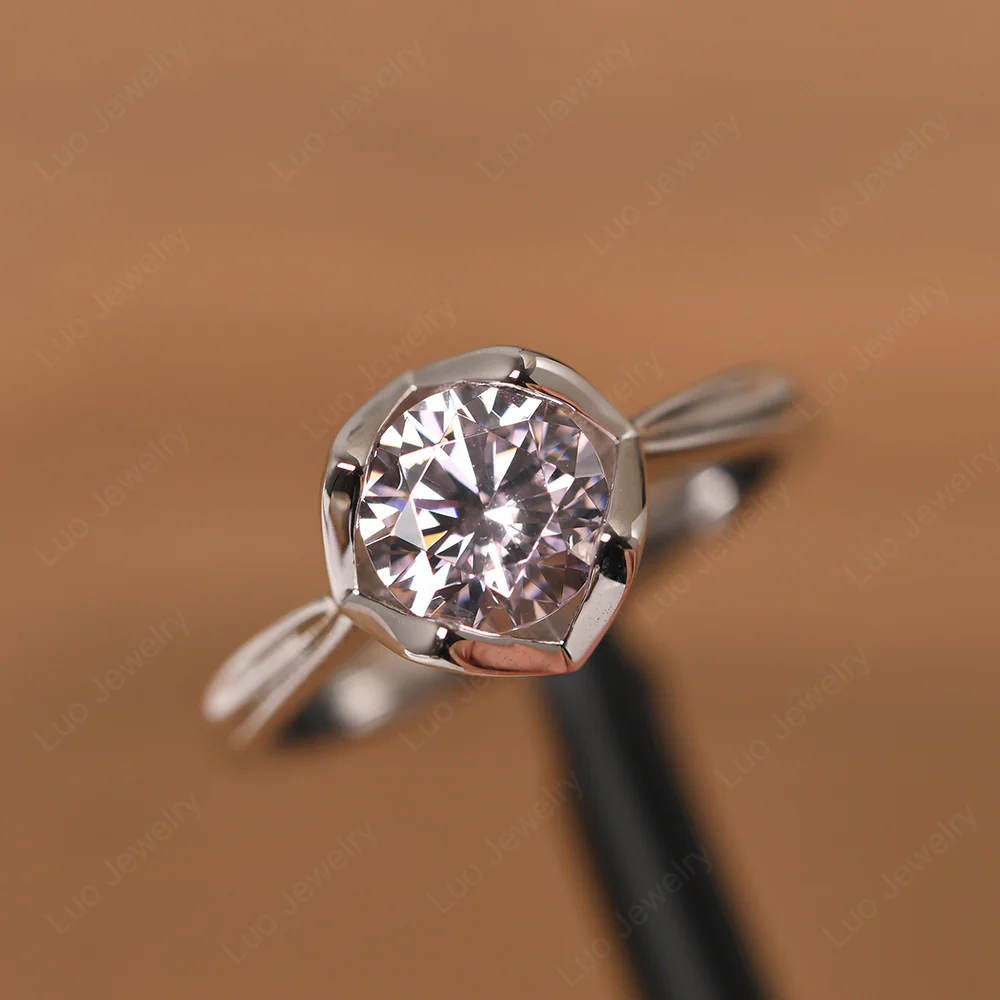 Pink Cubic Zirconia Lotus Flower Engagement Ring