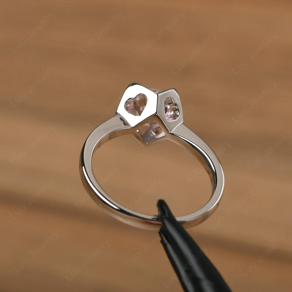 Pink Cubic Zirconia Lotus Flower Engagement Ring - Image 3