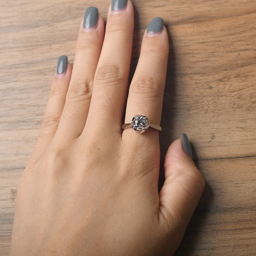 Pink Cubic Zirconia Lotus Flower Engagement Ring - Image 5