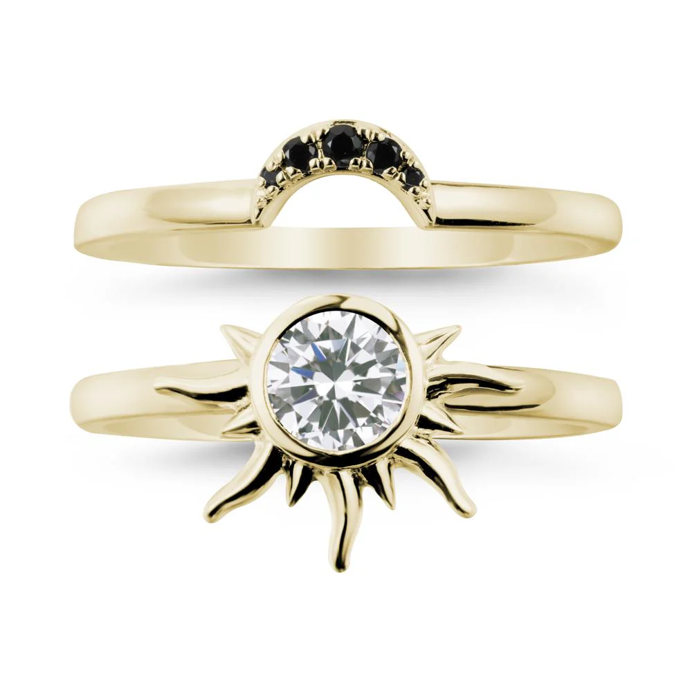 Round Cubic Zirconia Sunburst Ring Set - Image 3