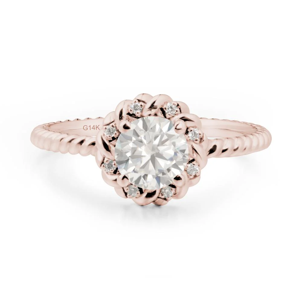 Round Cubic Zirconia Twisted Halo Ring - Image 2