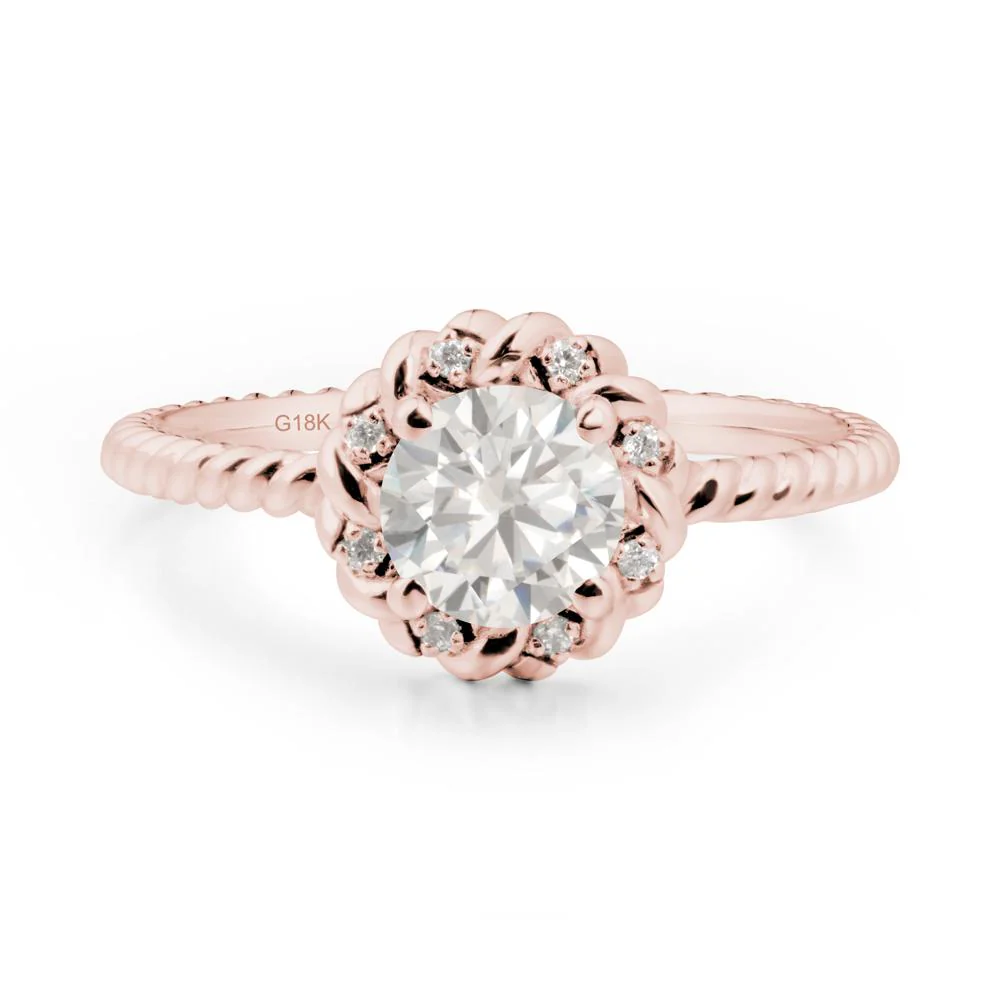 Round Cubic Zirconia Twisted Halo Ring - Image 4