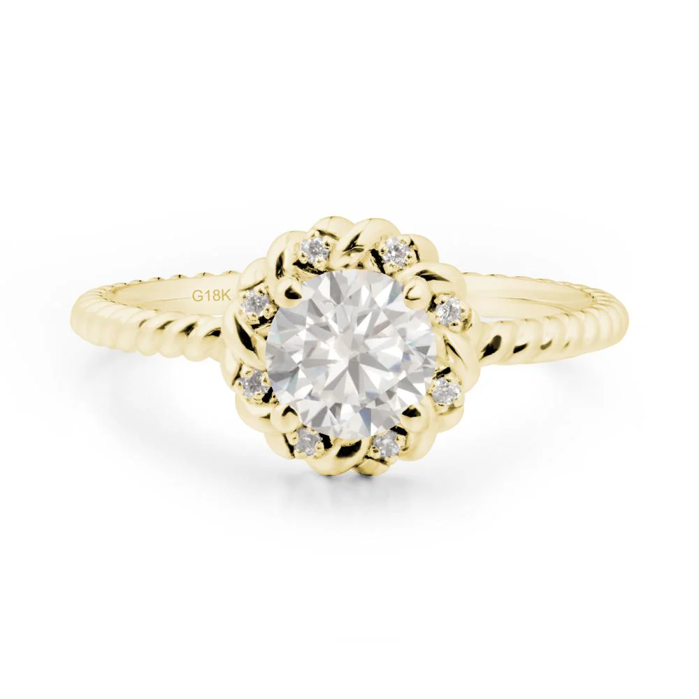 Round Cubic Zirconia Twisted Halo Ring - Image 6