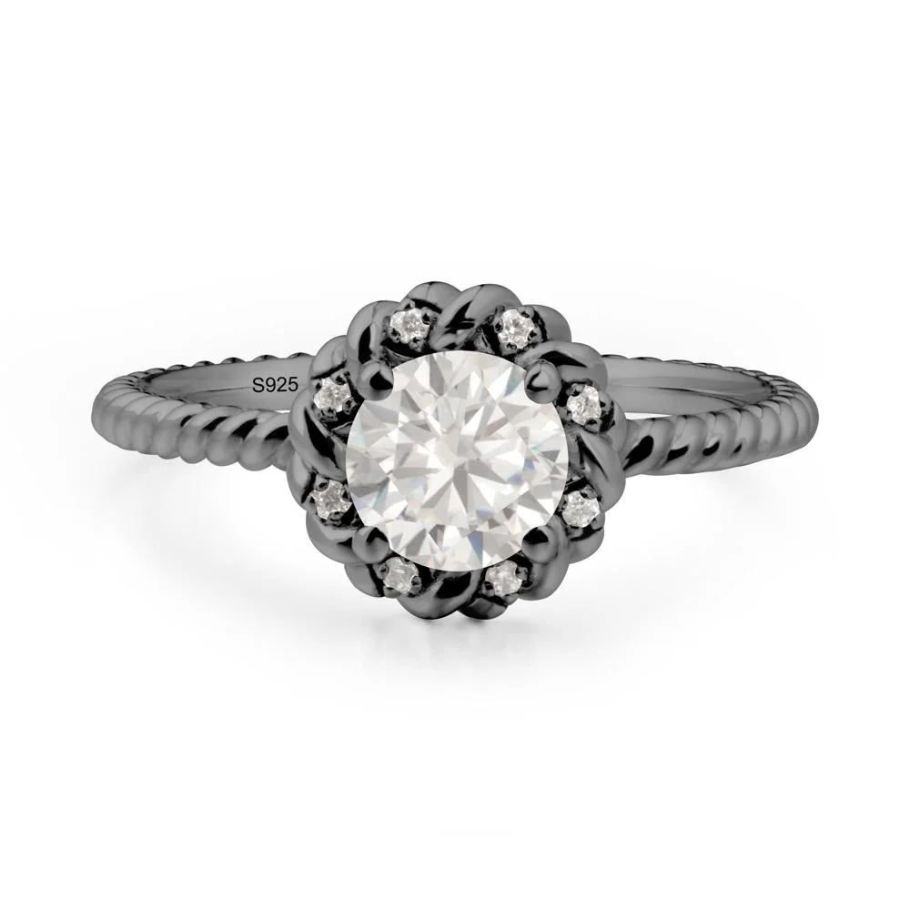 Round Cubic Zirconia Twisted Halo Ring - Image 7