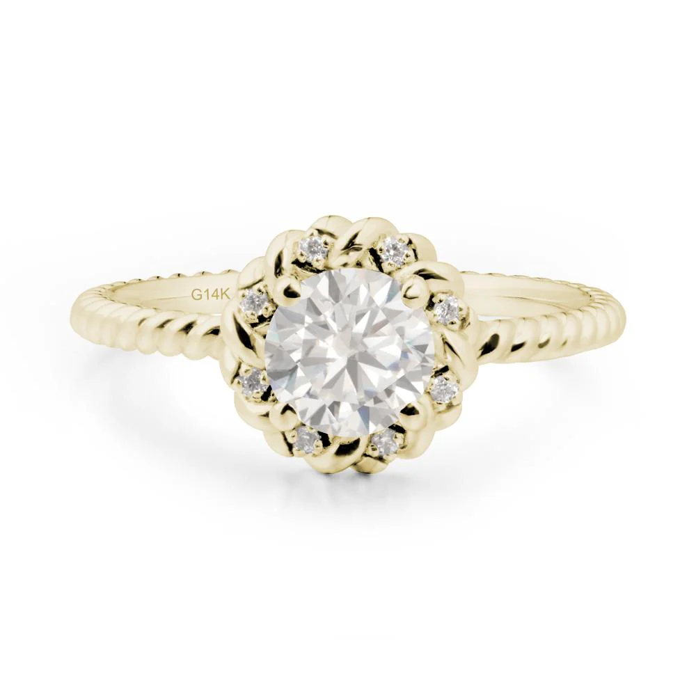 Round Cubic Zirconia Twisted Halo Ring - Image 8