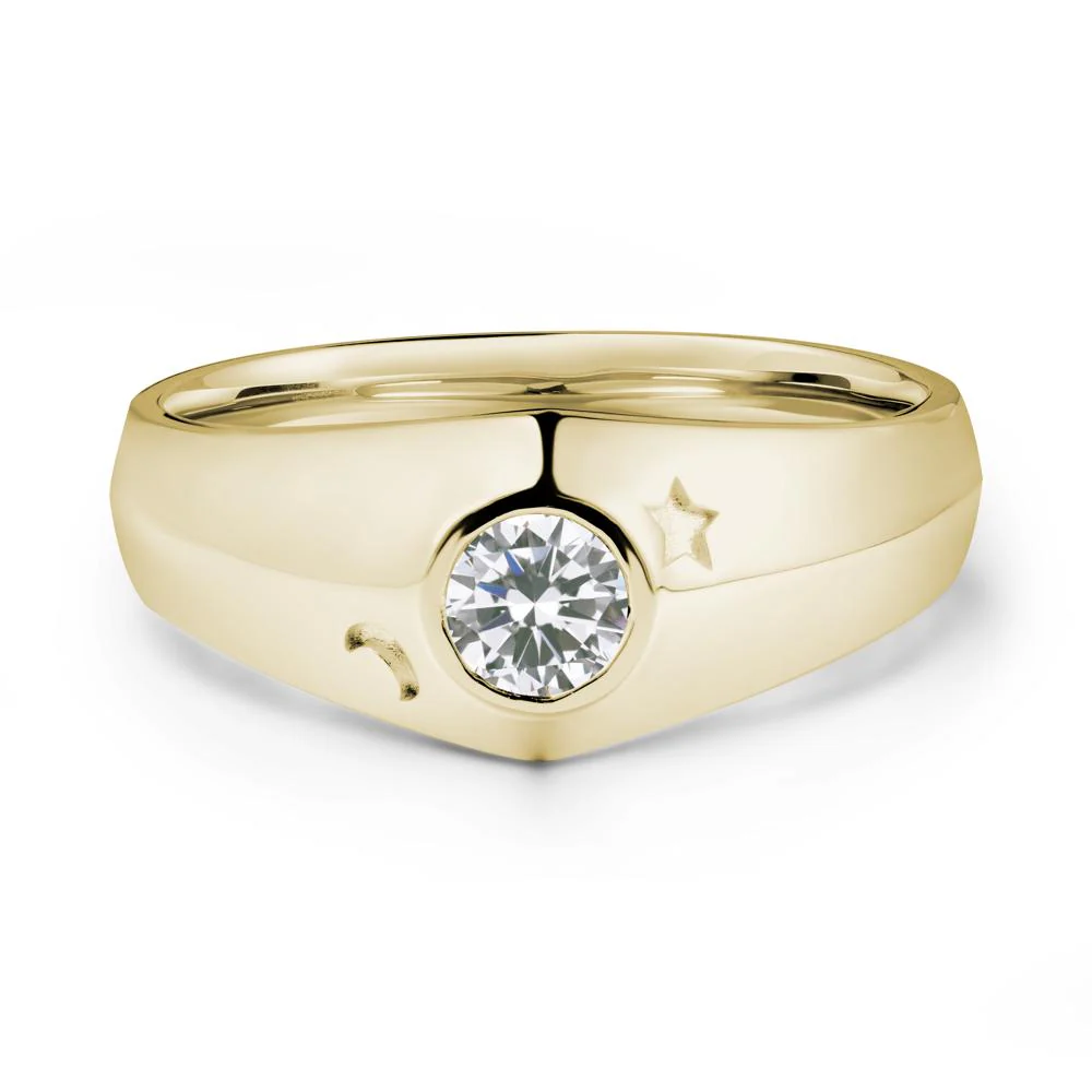 Round Cubic Zirconia Wide Band Ring - Image 4