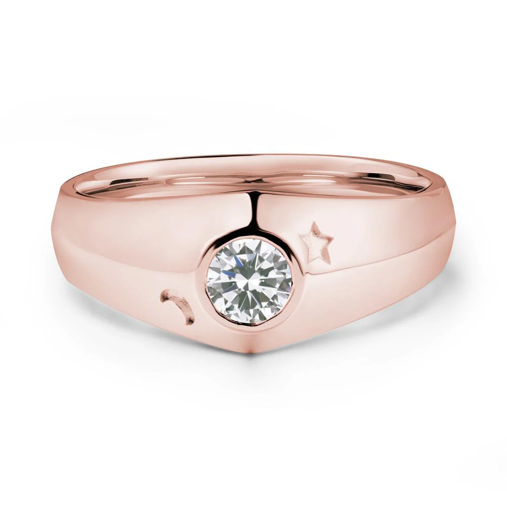 Round Cubic Zirconia Wide Band Ring - Image 5