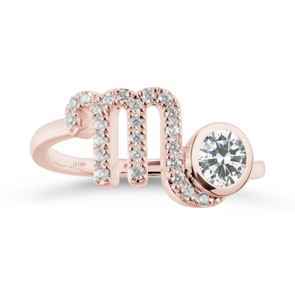 Round Cubic Zirconia Wrap Around Scorpio Zodiac Ring - Image 4