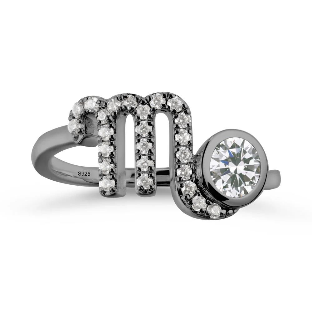 Round Cubic Zirconia Wrap Around Scorpio Zodiac Ring - Image 7