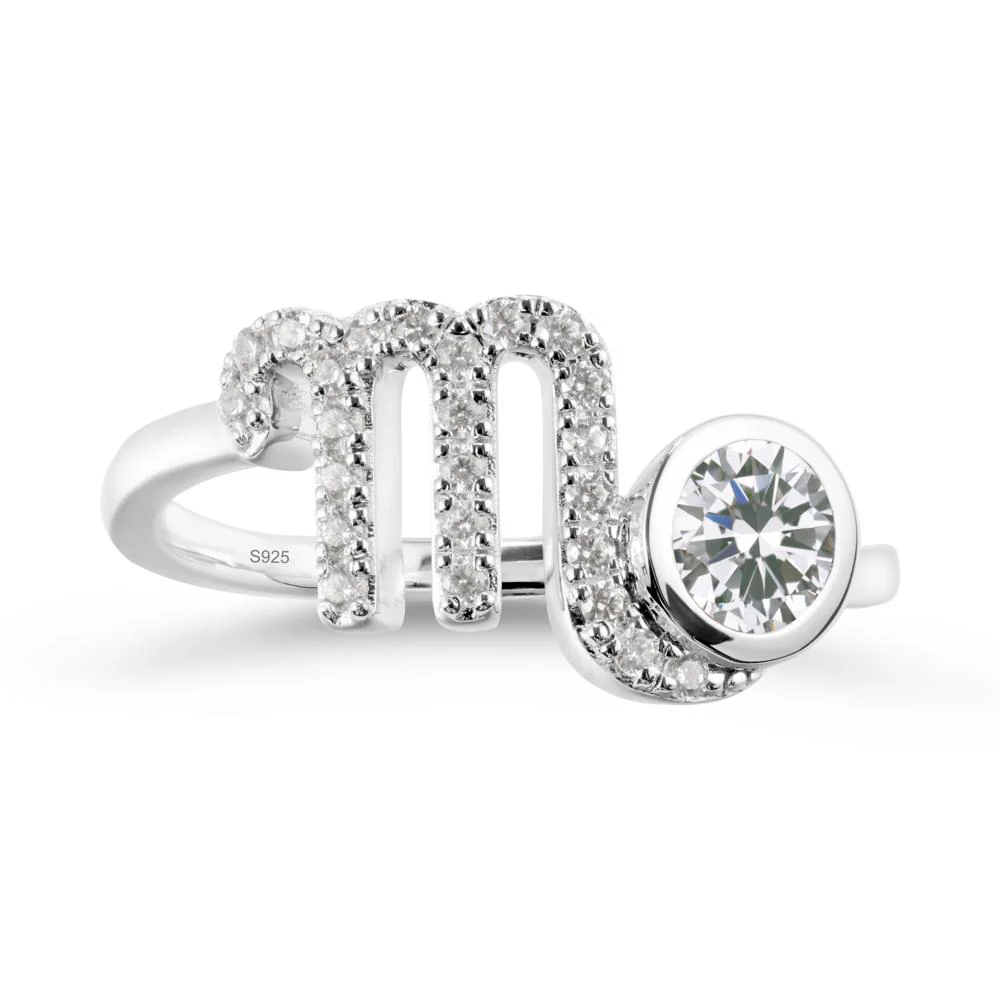 Round Cubic Zirconia Wrap Around Scorpio Zodiac Ring - Image 9
