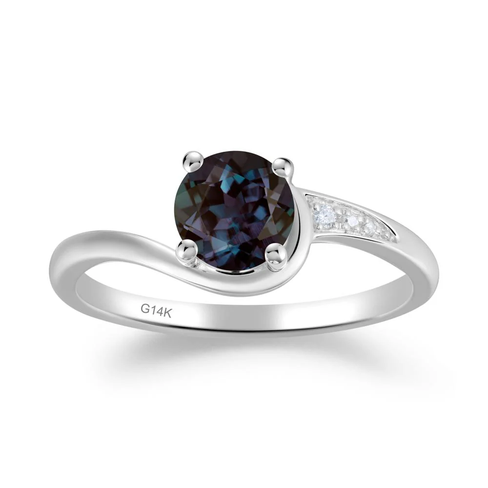 Round Cut Alexandrite Bypass Ring - Image 5