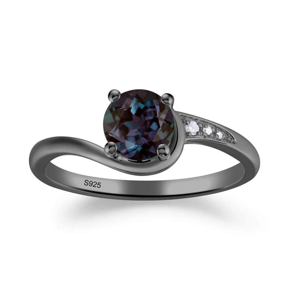 Round Cut Alexandrite Bypass Ring - Image 7