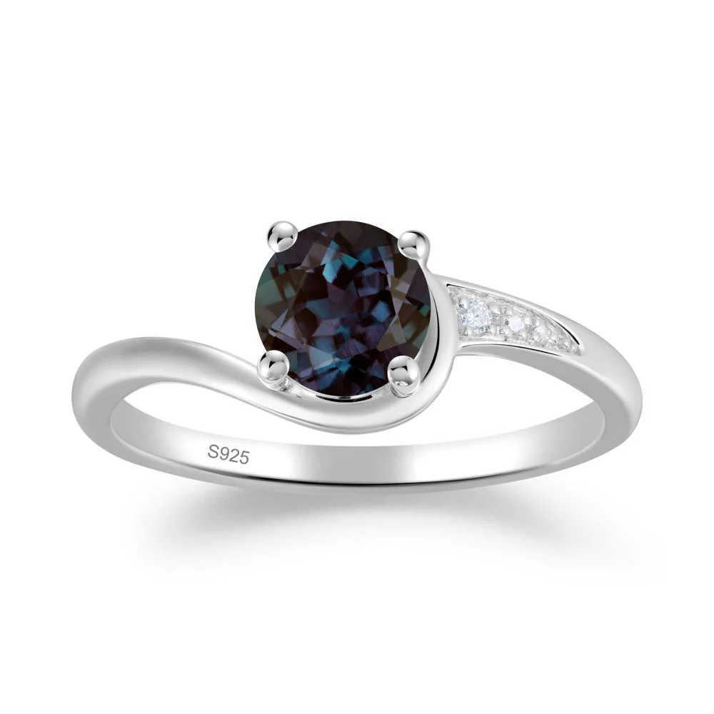Round Cut Alexandrite Bypass Ring - Image 9