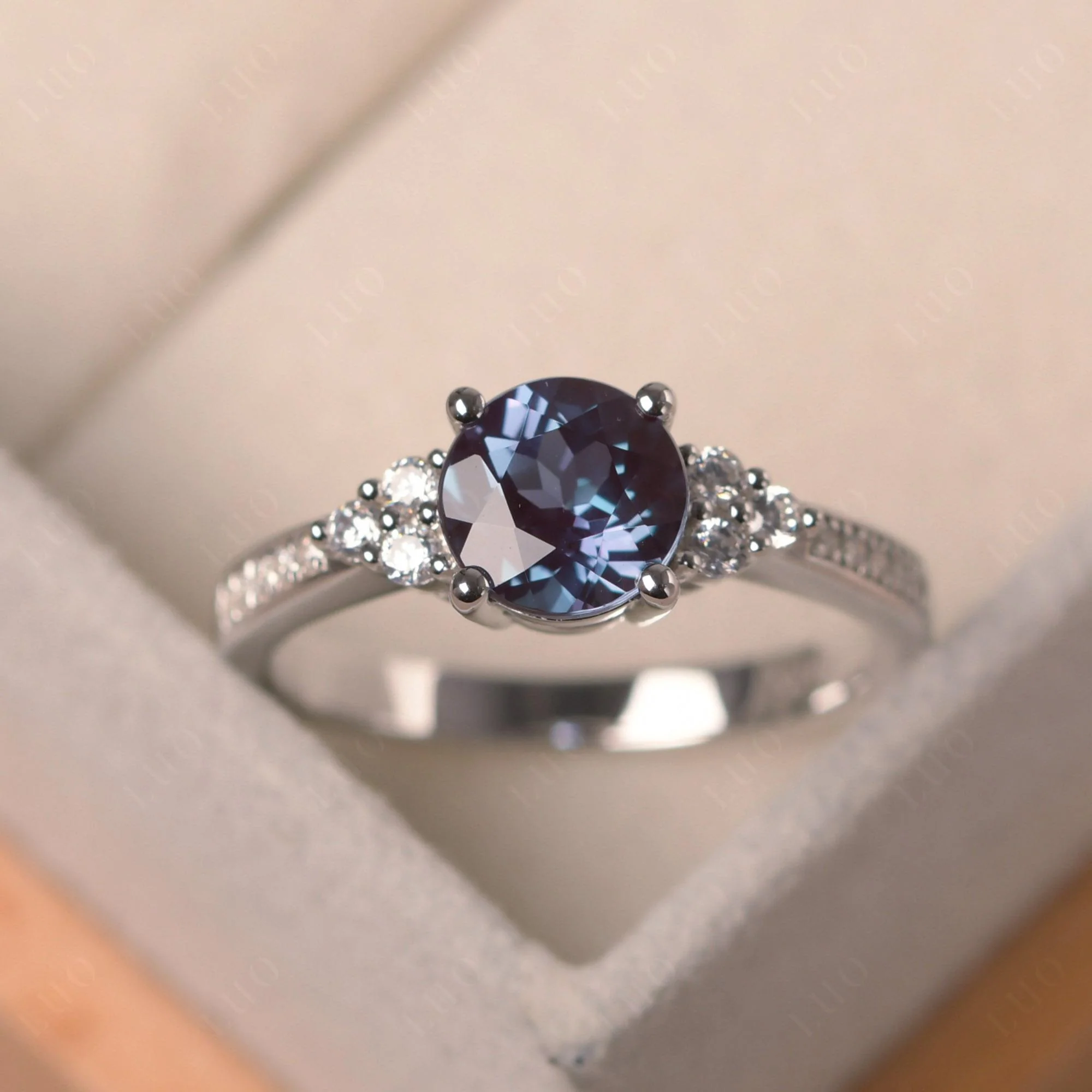 Round Cut Alexandrite Engagement Ring - Image 29