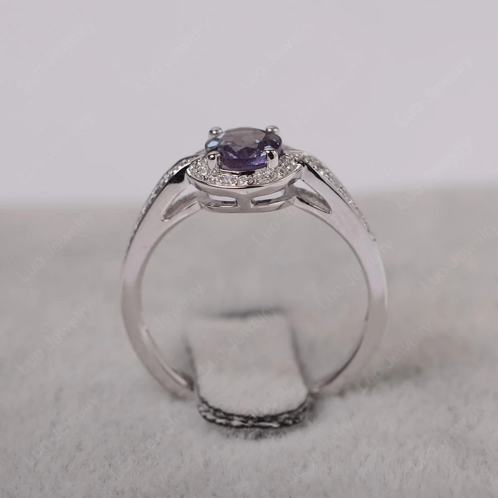 Round Cut Alexandrite Halo Ring - Image 3