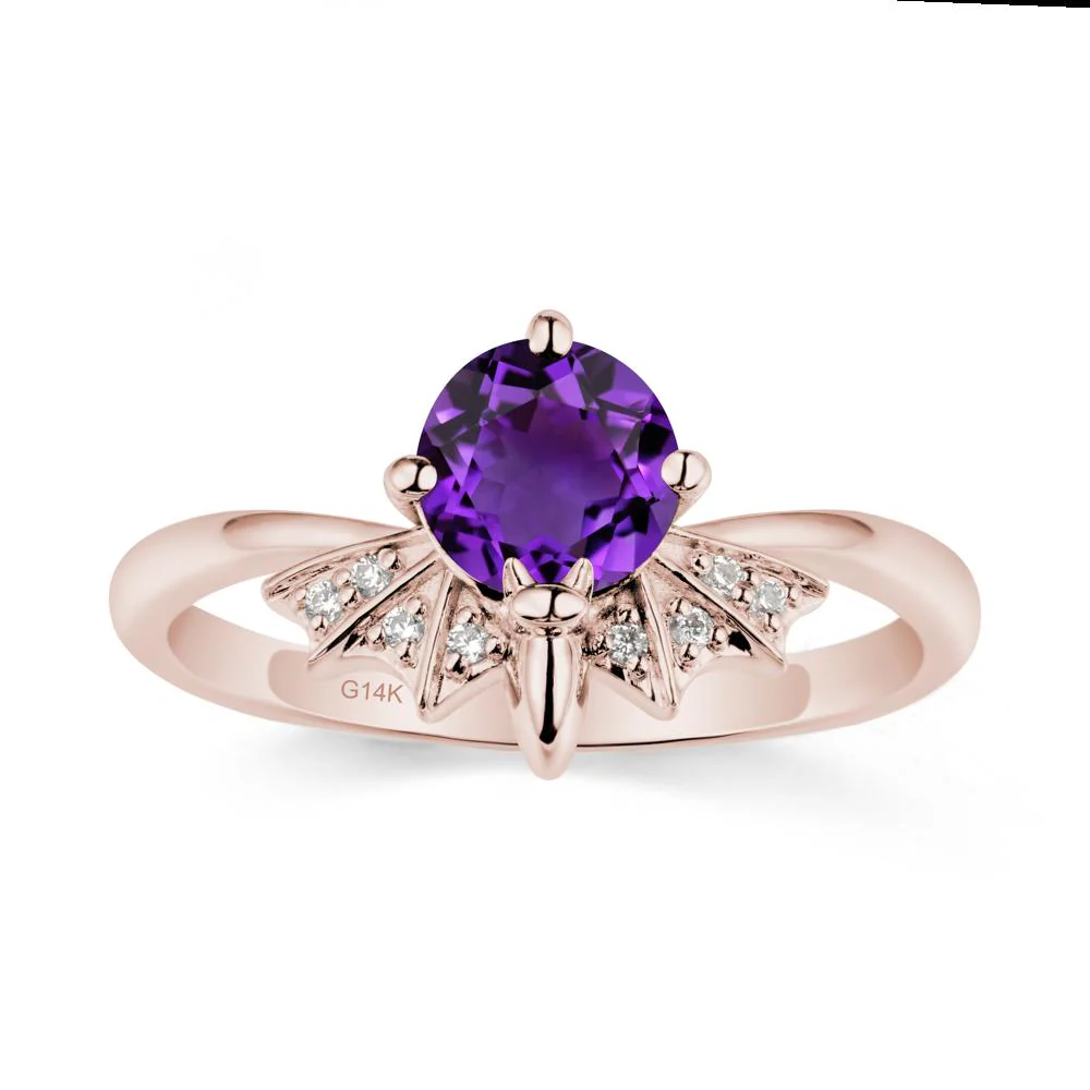 Round Cut Amethyst Bat Ring - Image 2