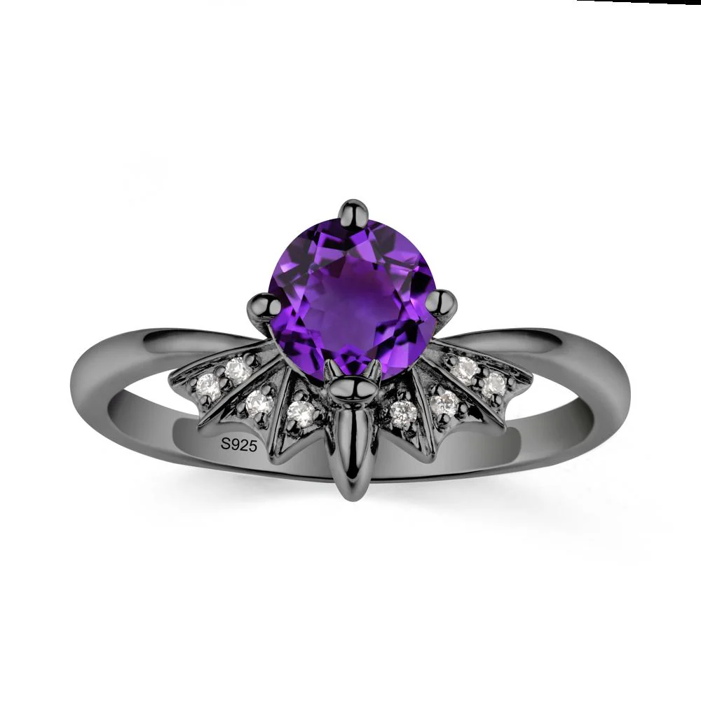 Round Cut Amethyst Bat Ring - Image 8