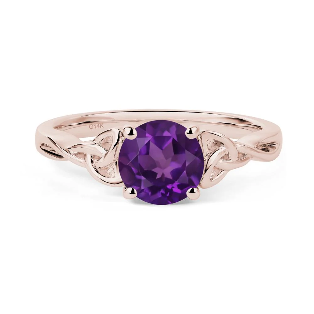 Round Cut Amethyst Celtic Ring