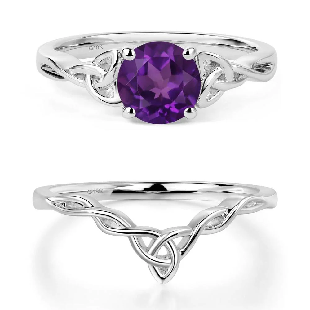 Round Cut Amethyst Celtic Ring - Image 19