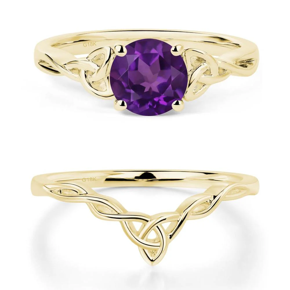 Round Cut Amethyst Celtic Ring - Image 21