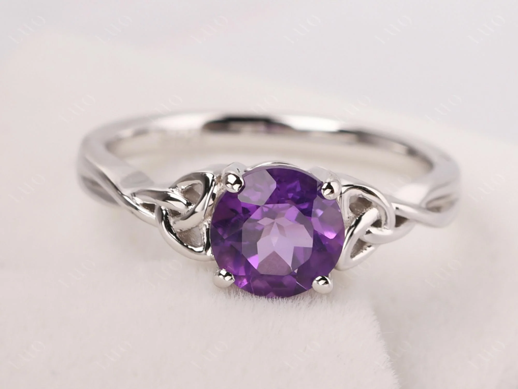 Round Cut Amethyst Celtic Ring - Image 29