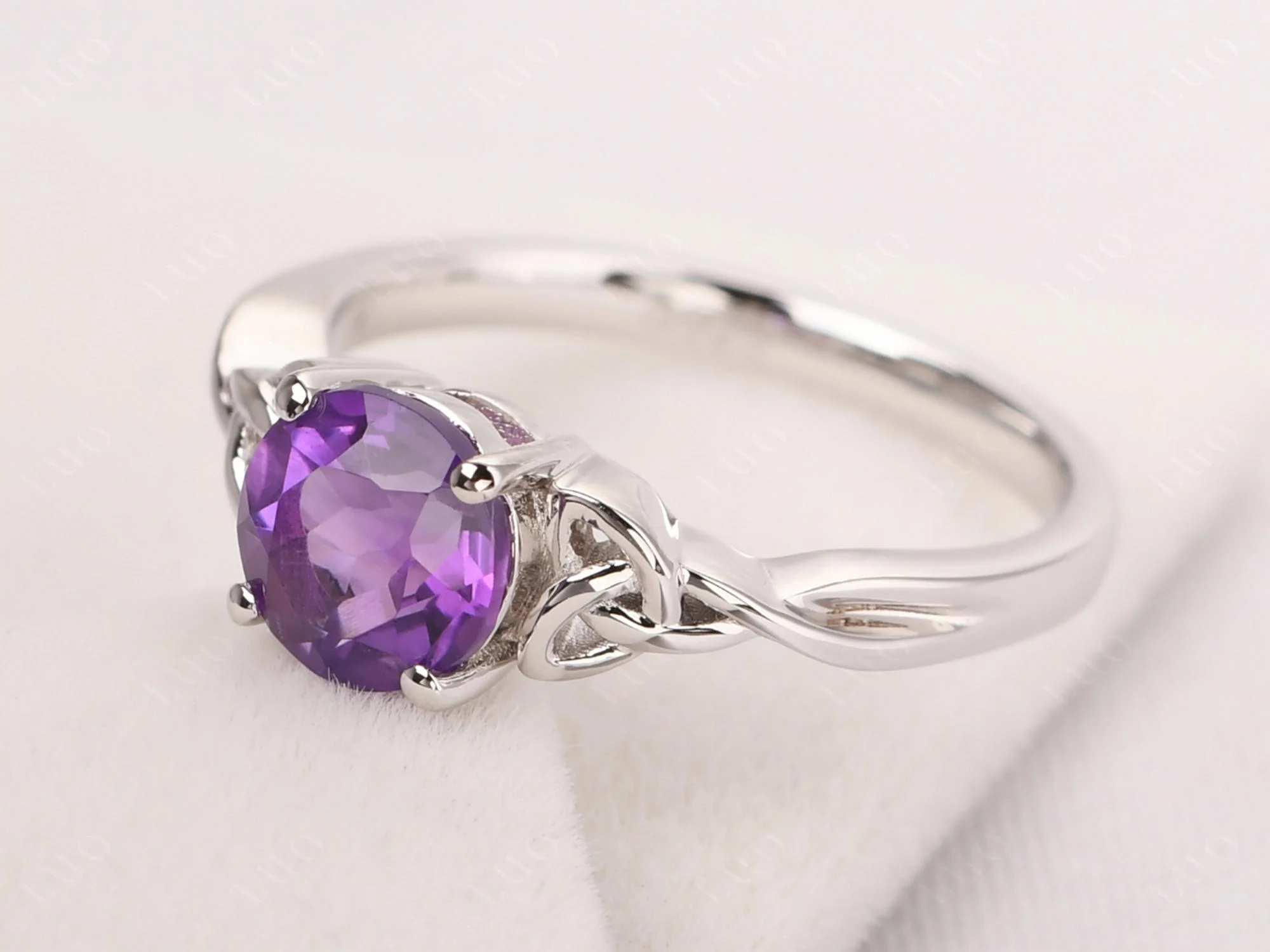Round Cut Amethyst Celtic Ring - Image 30